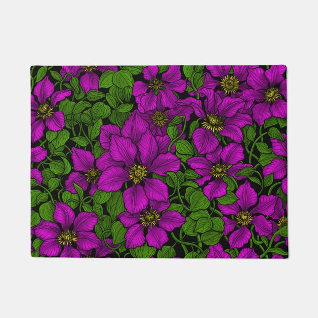 Pink Clematis vine Doormat (Front)