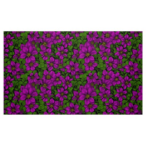 Pink Clematis vine Fabric