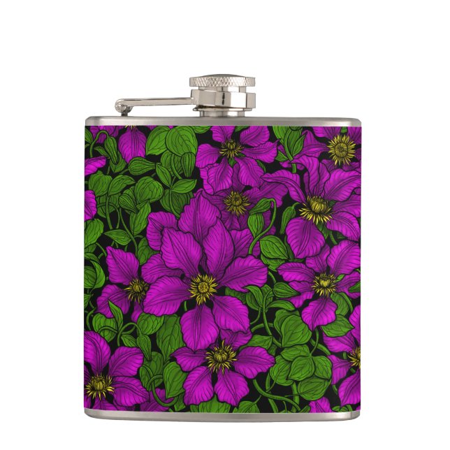 Pink Clematis vine Flask (Front)