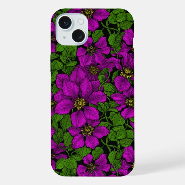 Pink Clematis vine Iphone Case (Back)