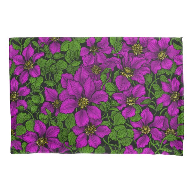 Pink Clematis vine Pillow Case (Front)