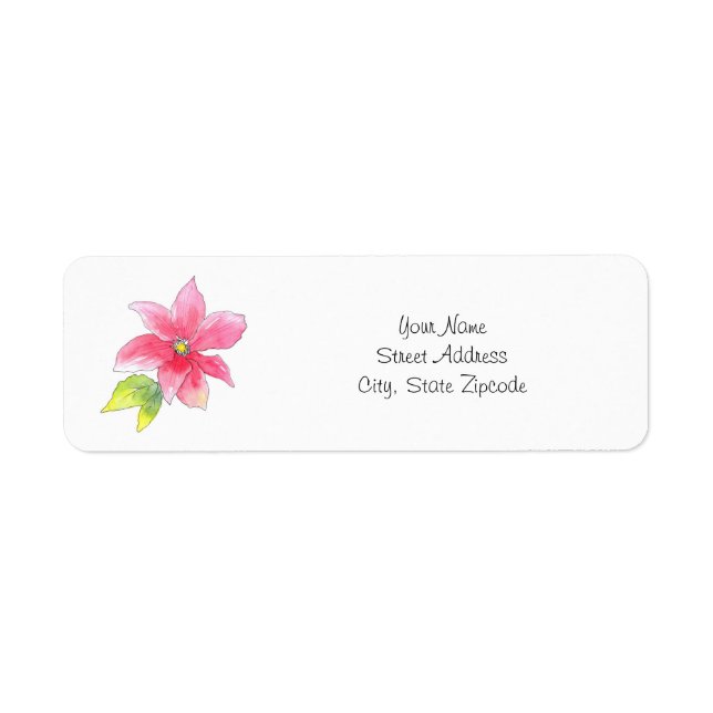 'Pink Clematis' Watercolor and Pen Label (Front)