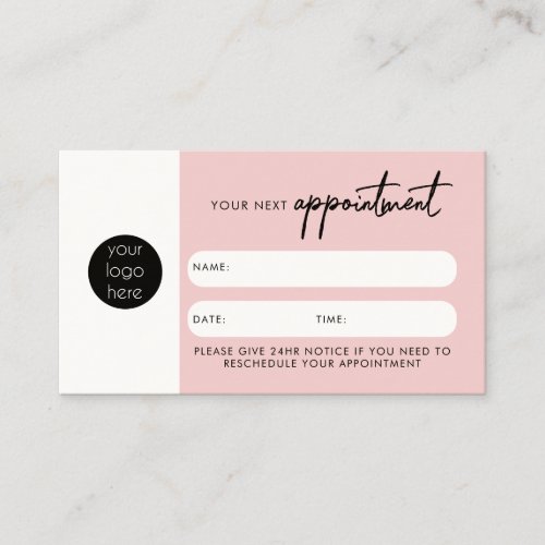 Pink Client Appointment Card QR Code Business Logo