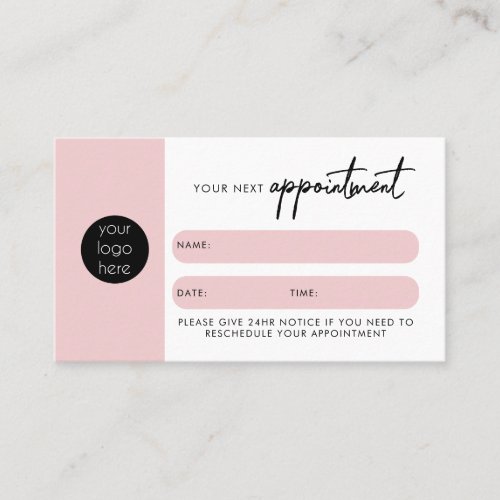 Pink Client Appointment Card QR Code Business Logo