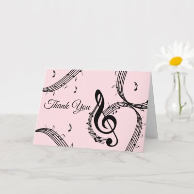 Pink Climactic G Clef Blank Inside Card