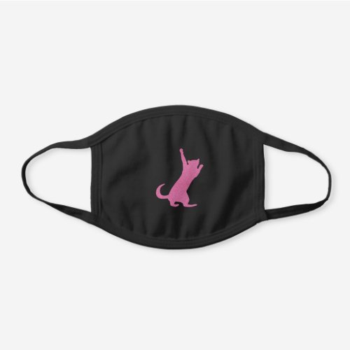 Pink Climbing Kitty Cat Black Cotton Face Mask