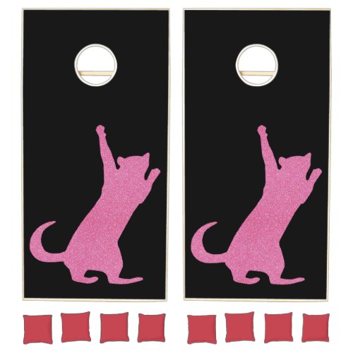 Pink Climbing Kitty Cat Cornhole Set