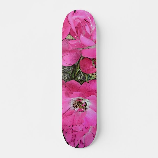 Pink Climbing Rose Skateboard (Front)