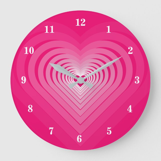 Pink Clock with Hearts - Choose Colors (Front)
