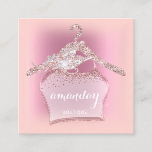 Pink Cloth Hanger Diamond Fashion Boutique Square Business Card