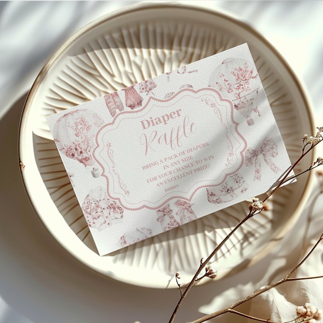 Pink Clothes Toile De Jouy Diapper Raffle Enclosure Card (Creator Uploaded)