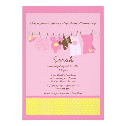 Clothesline Baby Shower Invitations 6