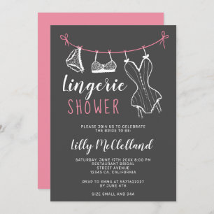 Pink clothesline chic lingerie bridal shower invitation