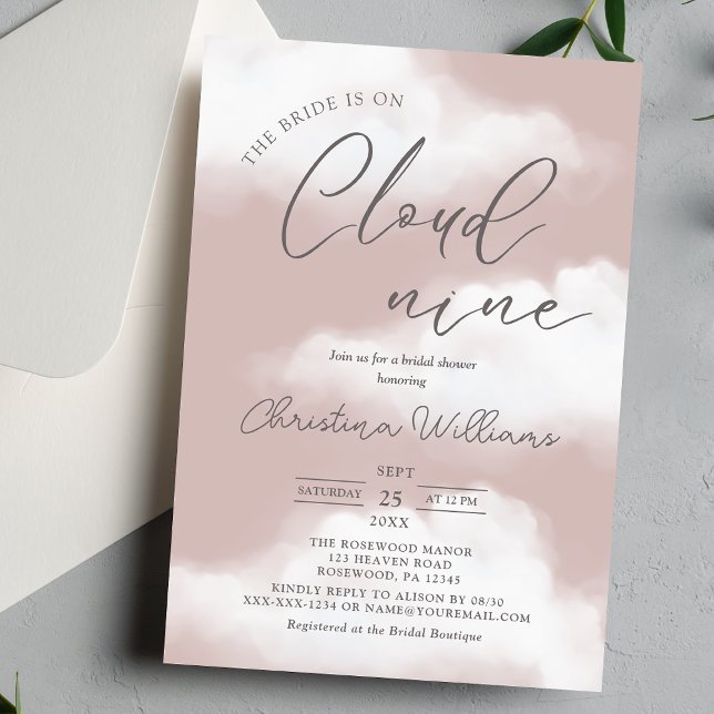 Pink Cloud 9 Bridal Shower Invitation (Creator Uploaded)