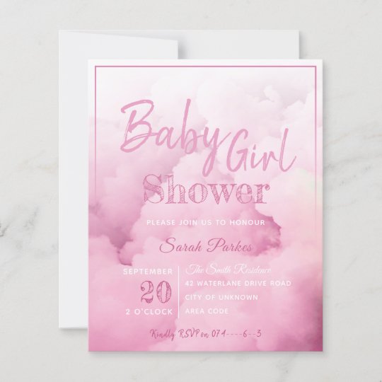 Pink Cloud Baby Girl Baby Shower Invitation | Zazzle.com