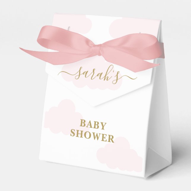 Pink Cloud Baby Shower Girl Favor Boxes (Front Side)