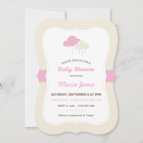 Pink Cloud Baby Shower Invitation