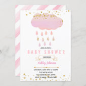 Pink cloud baby shower invitation (Front/Back)