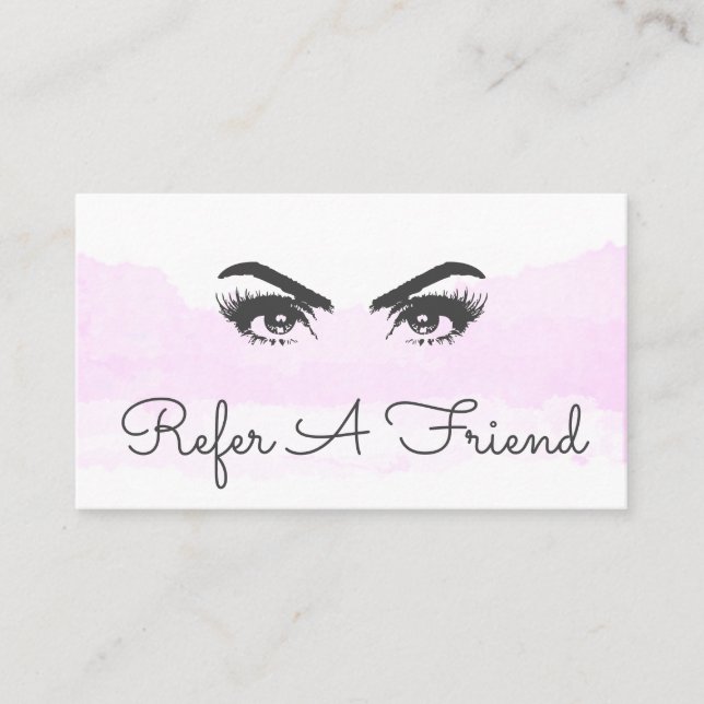 Pink Cloud Eyes Lashes Makeup Artist Referral Card (Front)