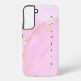 Pink Cloud Gold Glitter Personalize Samsung Galaxy S22+ Case