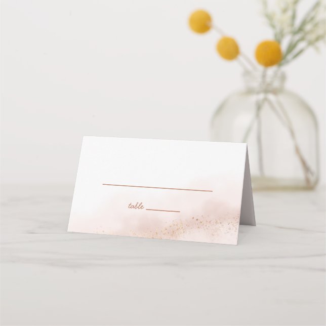 Pink Cloud Gold Wedding Place Card (Front)