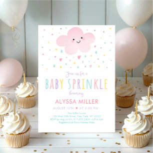 Pink Cloud Hearts Girl Baby Sprinkle Invitation