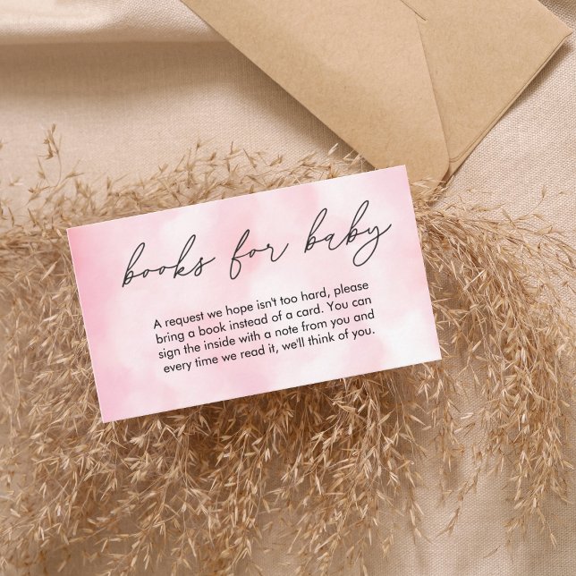 Pink Cloud Nine Baby Shower Books for Baby Enclosure Card (Creator Uploaded)