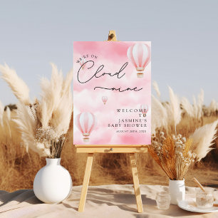 Pink Cloud Nine Baby Shower Welcome Sign
