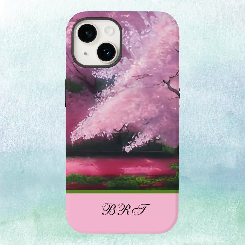 Pink Cloud of Sakura Cherry Blossoms with Initials Case_Mate iPhone 14 Case