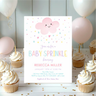 Pink Cloud Rainbow Baby Sprinkle Invitation