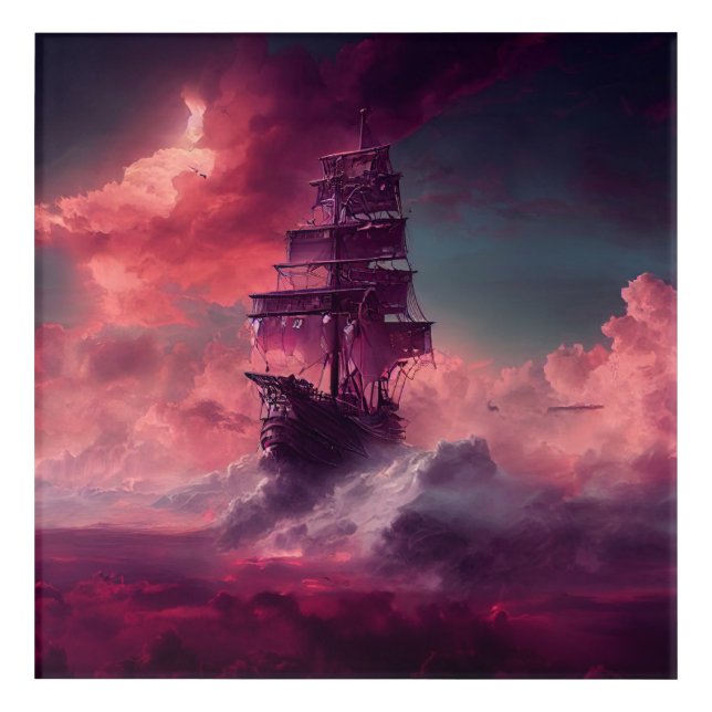 Pink Cloud Ship Acrylic Print (Front)