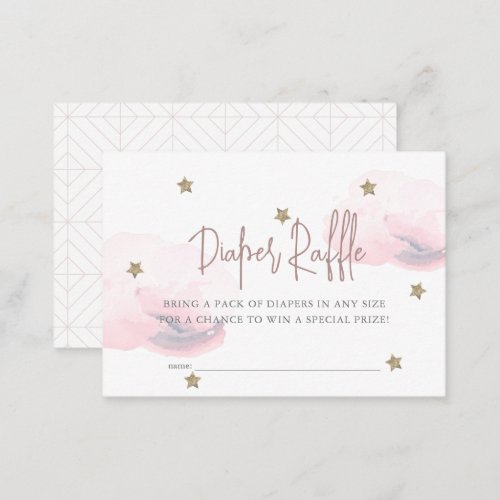 Pink Cloud  Star Baby Shower Diaper Raffle Ticket Enclosure Card