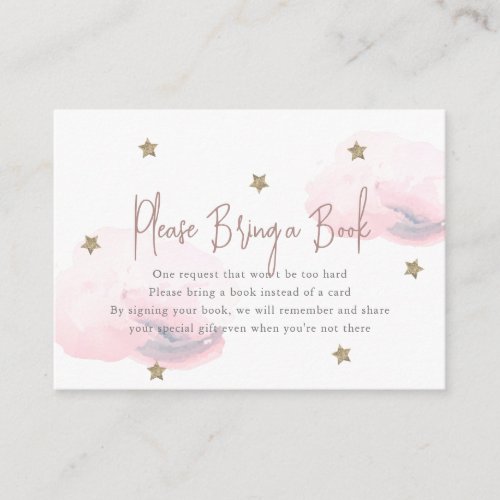 Pink Cloud  Star Baby Shower Please Bring a Book Enclosure Card