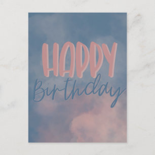 Pink Clouded Sky Happy Birthday Postcard