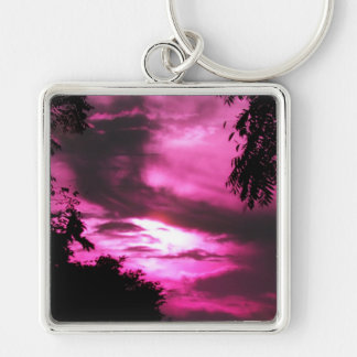Pink Clouded Sky Keychain