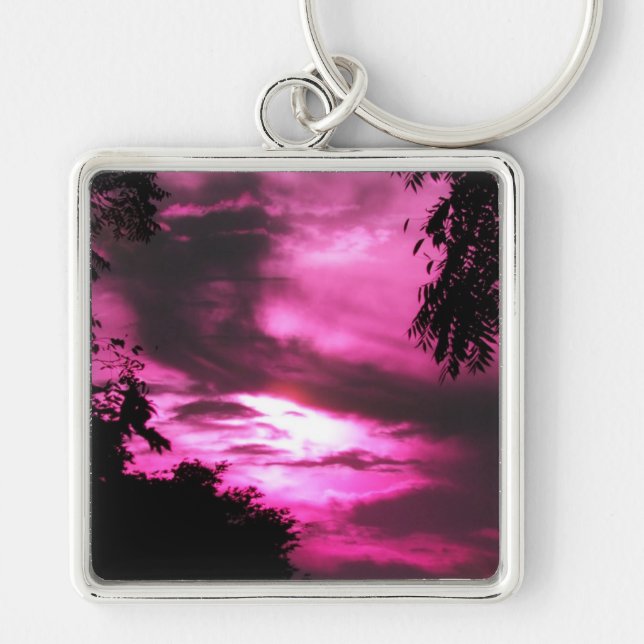 Pink Clouded Sky Keychain (Front)