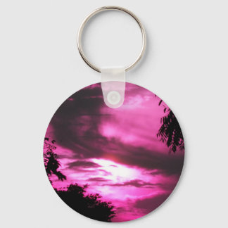 Pink Clouded Sky Keychain