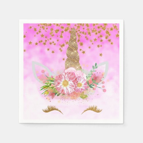 Pink Clouds and Gold Stars Unicorn