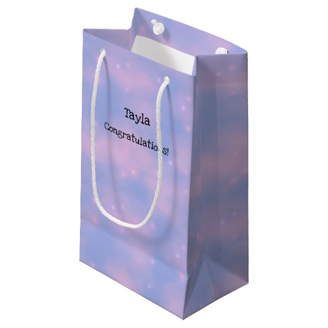 Pink Clouds and Stars Personalized Gift Bag (Front Angled)