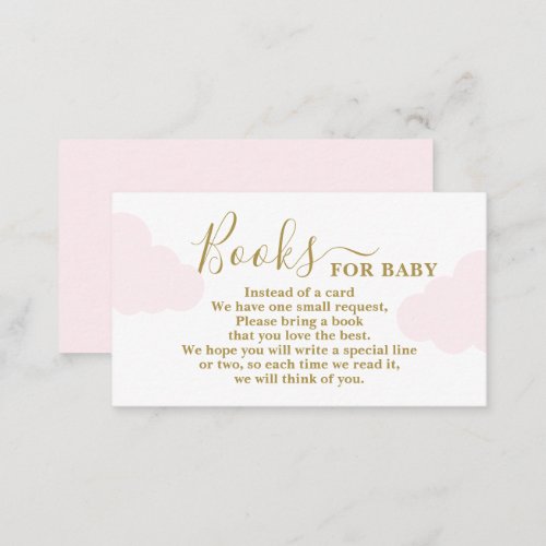 Pink Clouds Baby Shower Books for Baby Card