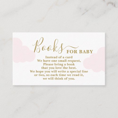 Pink Clouds Baby Shower Books for Baby Card