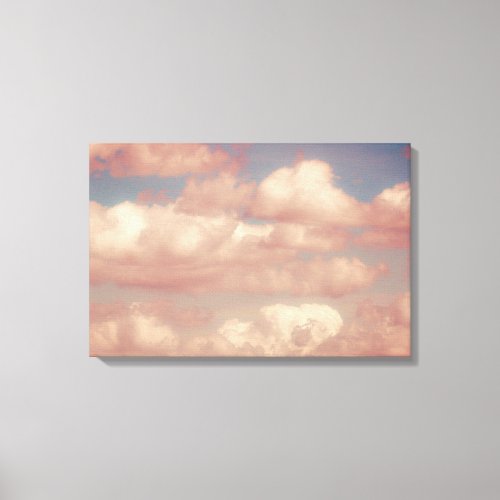 Pink Clouds  Blue Sky Nature Triptych Canvas Print