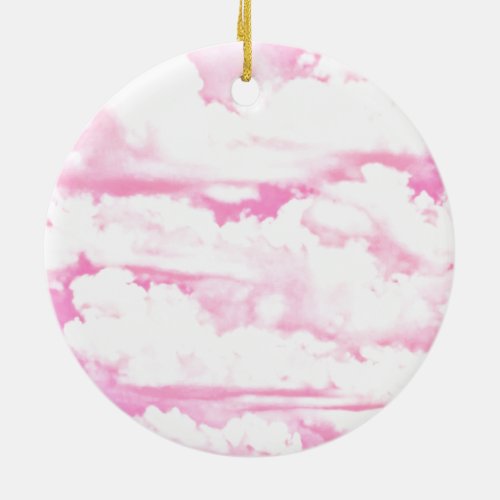 Pink Clouds Fashion Background Ceramic Ornament