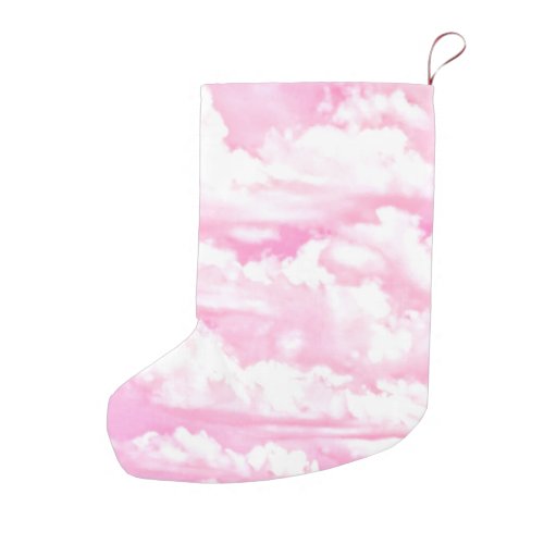 Pink Clouds Fashion Background Small Christmas Stocking