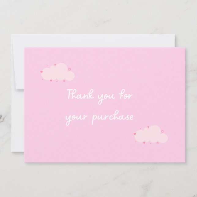Pink Clouds Heart Thank you card Small Business (Back)
