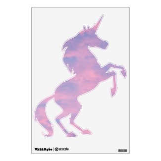 Pink Clouds in Blue Sky Unicorn Wall Decal