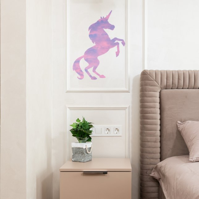 Pink Clouds in Blue Sky Unicorn Wall Decal (In Situ)
