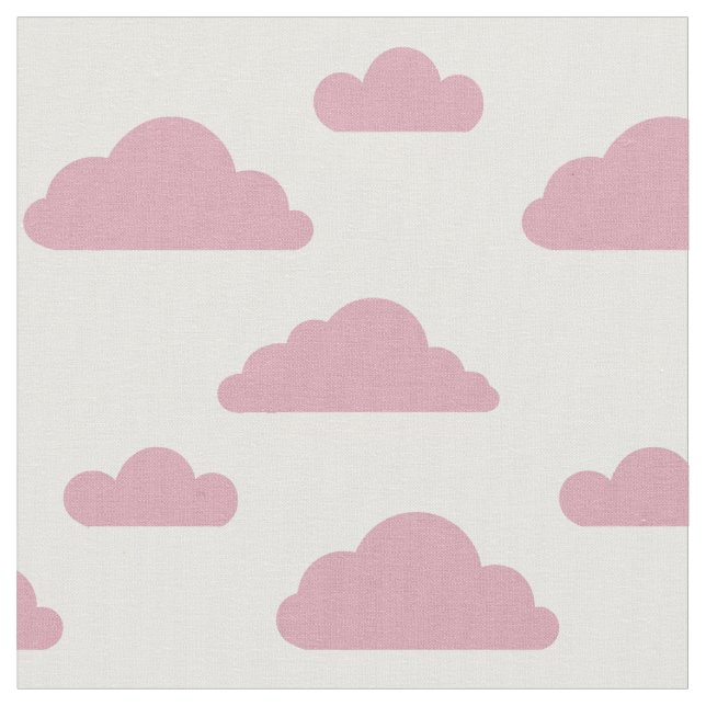 Pink clouds on white fabric by Nicole Janes (Close Up)