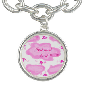 pink clouds pastel stars bridesmaid girly modern bracelet
