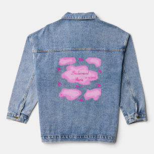pink clouds pastel stars bridesmaid girly modern denim jacket